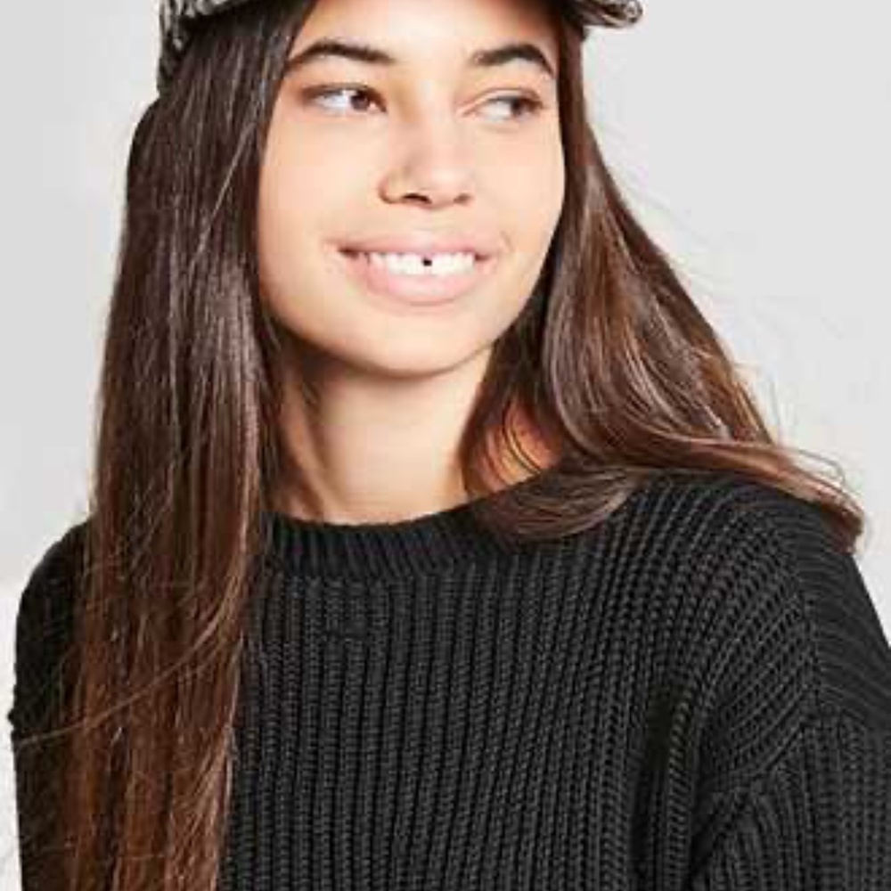 Forever 21 Houndstooth Baseball Hat Black/White